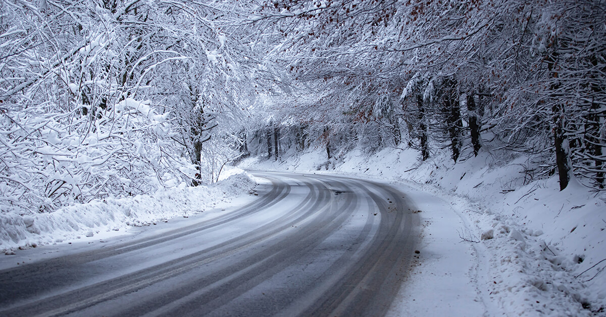 Snowy backroad in Ohio/West Virginia